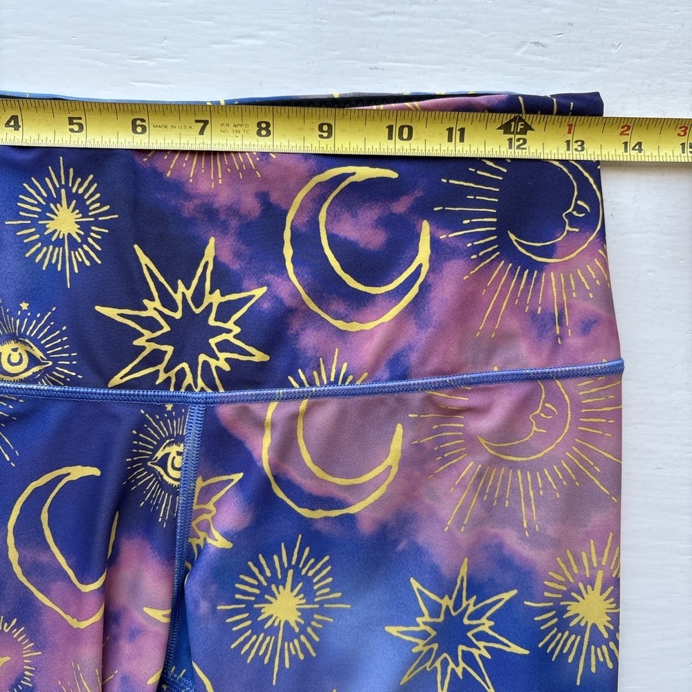 Victoria Sport Celestial Women M Leggings Purple Moon Sun Star Evil Eye Yoga - Picture 7 of 9